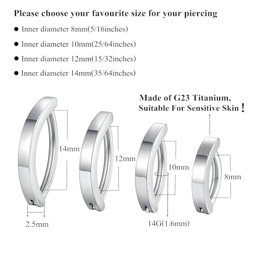 G23 Titanium Clicker Belly Button Ring Navel Rings Body Belly Piercing Jewelry 14G 14mm 12mm 10mm 8mm - style: 14G/10mm/Silver