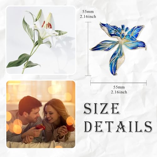 Flower Brooch for Women Rhinestone Pearl Zirconia Flower Lapel Pin Birthday Holiday Gift for Mother Wife Girlfriend - color: Blue