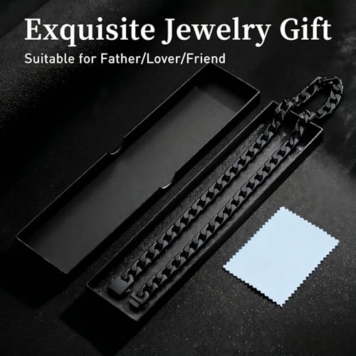 Qlaway 14MM Black Cuban Link Chain for Men, 316L Stainless Steel and Black Metal Filled, Available In 22/24/26/28/30 Inches, Black Necklace for Men - style: 14MM-26 Inch