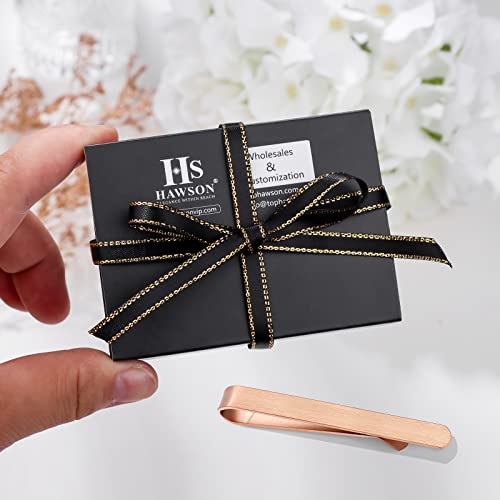 HAWSON Skinny Tie Clip Bar Set, 2 Inch Tie Clip for Men - Wedding, Meeting, Party Gift Set - color: B-4 pcs Brushed Rose Gold