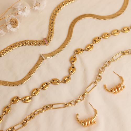 Jean Beau Gold Choker Necklace for Women, Simple 18K Gold Plated Adjustable Link Chain Prom Jewelry Gifts - color: Coffee Bean