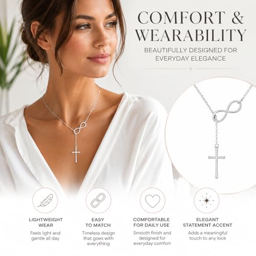 Minimalist Style Women's Necklace - Stainless Steel Low Sensitivity Creative Jewelry, Charming Banquet Style (Sun and Moon) - color: Silver Cros