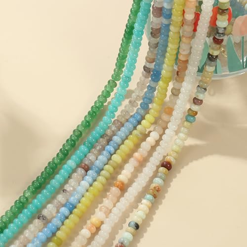 CONRAN KREMIX Colorful Stone Beaded Necklace for Women,Natural Gemstone Bead Choker Necklaces Boho Summer Beach Layering Necklace Jewelry Gift for Women - color: Light Blue