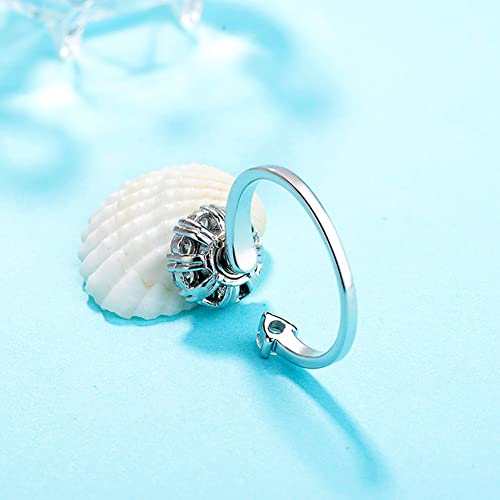 Fidget Rings for Anxiety, Womens Focus Spinner Ring, Discreet Boredom Relieving Ring Stacking Finger Promise Engagement Gift - color: A Silver Band
