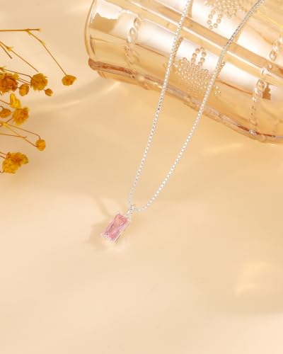 FUNEIA Diamond Necklaces for Women 14K Gold Plated Emerald Birthstone Necklace for Women Mothers Dainty Gold Necklace Blue Green Cubic Zirconia Pendant Necklace Birthday Gifts for Women Jewelry - color: 10. October(Tourmaline)-Silver