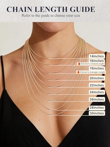 U7 Snake Necklace for Women 14K Gold Plated/Silver/Rose Gold/Black Chain Necklace Hypoallergenic, Stainless Steel Tiny Snake Chain Necklace 1/1.2/1.5/2MM, 14-30" Adjustable Minimalist Gift - color: o-Gold-2mm