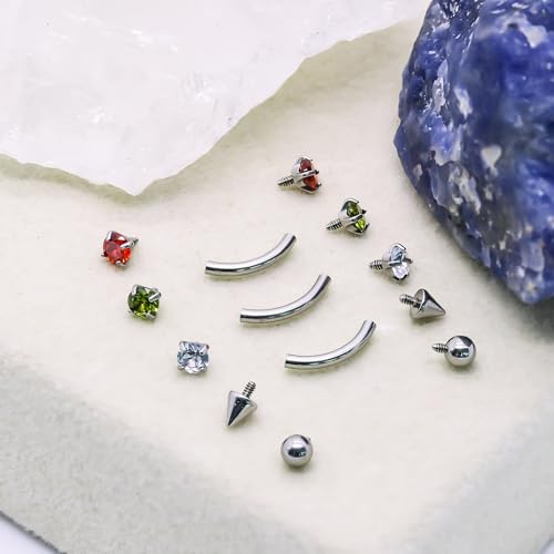 16G Eyebrow Piercing Jewelry Surgical Steel Internal Thread Curved Barbell Tiny Eyebrow Ring Vertical Labret Lip Jewelry Ear Rook Small Christmas Belly Button Ring for Women Men - color: mix