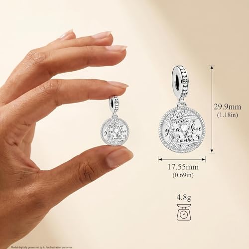 Tree of Life Dangle Charm Mother's Love Pendant Bead Compatible with Pandora Bracelets & Necklaces Women - color: White