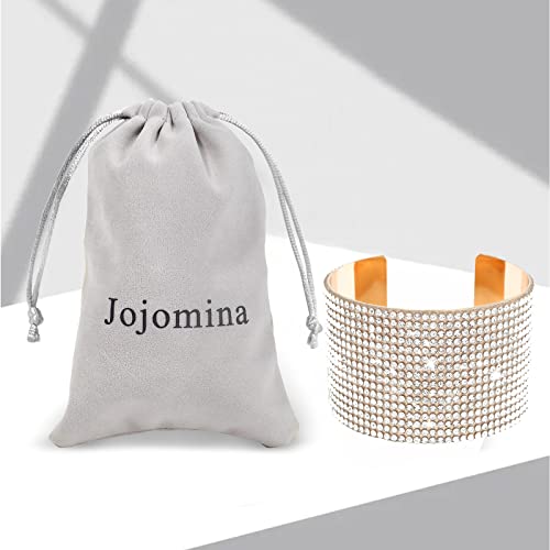 Rhinestone Bracelet Crystal Arm Cuff Bangle Bracelets for Women Adjustable | Open Cuff, Wide Arm Bangle, Stretchable, Hypoallergenic, Bridal Jewelry, for Prom Cocktail Party Wedding Dating - color: Gold