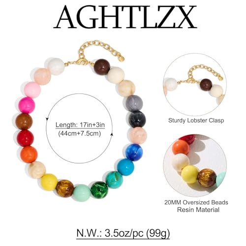 Chunky Beaded Necklace for Women, Colorful Trendy Statement Summer Jewelry Gift - color: necklace-4