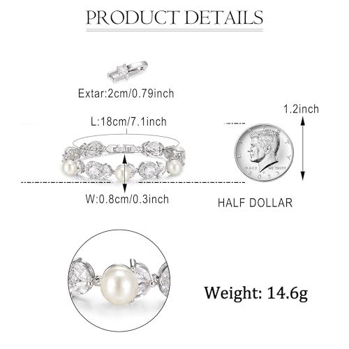 EVER FAITH Cubic Zirconia Pearl Bridal Prom Tennis Bracelet for Women | Elegant Pear CZ Wedding Jewelry Gift, for Bride Bridesmaid - style: Teardrop_Silver-Plated-Brass
