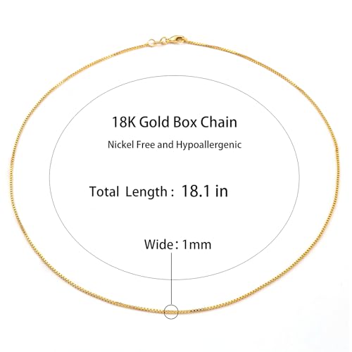 14K Gold Plated Paper Clip Chain Link Necklace Satellite Chain Necklace for Women - color: Thin box chain