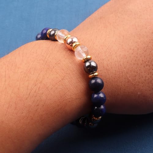 KSQS Healing Stone Bead Bracelet for Women, Natural Gemstones Balance Protection Bracelet, Spiritual Crystal Beads Bracelet Anxiety Relief with Meaning Card - color: Focus