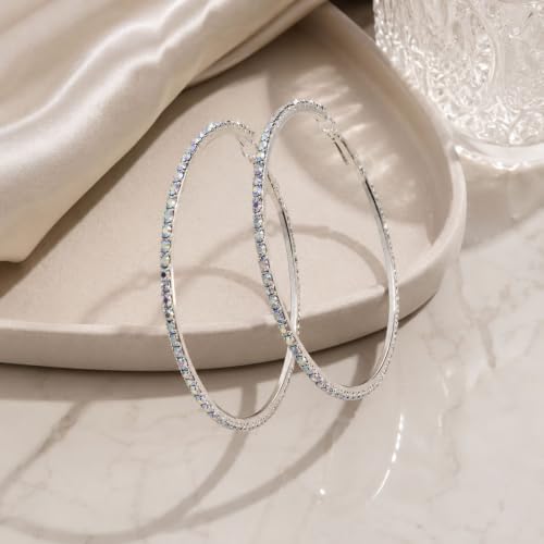 Big Chunky Gold Hoop Earrings for Women Beaded Large Statement Earrings Lightweight Fashion Jewelry Daily Wear Party Gift - color: E9:Colorful 10cm