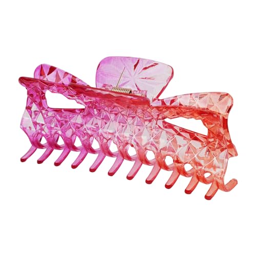 Jumbo Jaw Clip Extra Large Marbelized Hair Claw (Red Pink) - color: Red Pink