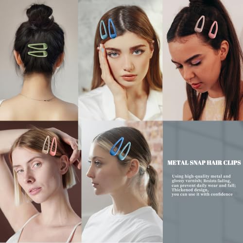 20 PCS Metal Snap Hair Clips Water Drop No Slip Barrettes for Women Bright Small Hair Clips For Thick And Thin Fine Hair,Green Blue Gray Pink Beige,1.97 x 0.5 In. - color: Green Blue Gray Pink Beige