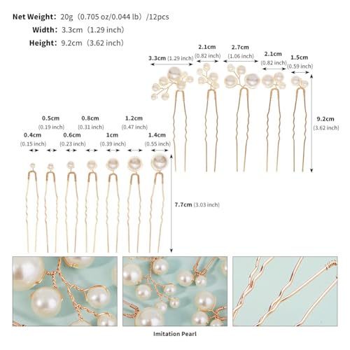 Handmade Pearl Bridal Hair Pins Wedding Hair Accessories for Women Brides Bridesmaid - color: 12Pcs Pearl Hair Pins