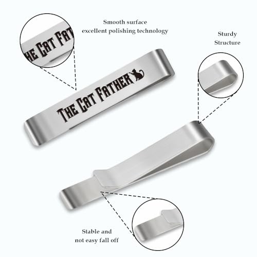 Cat Dad Gifts for Cat Lovers Daddy Men Stainless Steel Tie Clips Bar Pin Cats Gifts Christmas Biryhday Presents Cool Cat Lover Gift Stocking Stuffers Valentines Day Fathers Day Gift for Friends