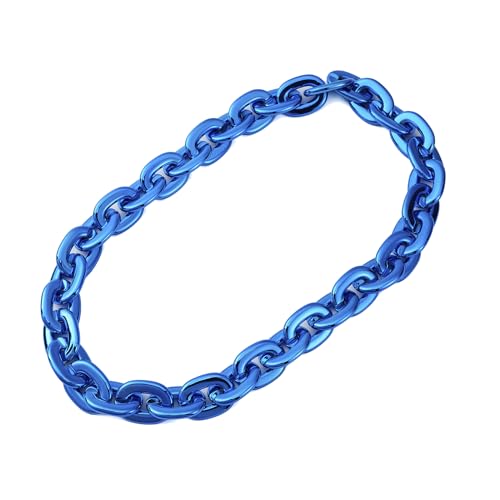 Passed colorfast test 39-inch Large Plastic Chain Necklace with Gift Box | 2/4 Pack with Gift Box,Gold Plastic Chain,Hip Hop Rapper Style, Fade Resistant,Detachable,for Parties, Awards,Prizes, Unisex - color: Blue