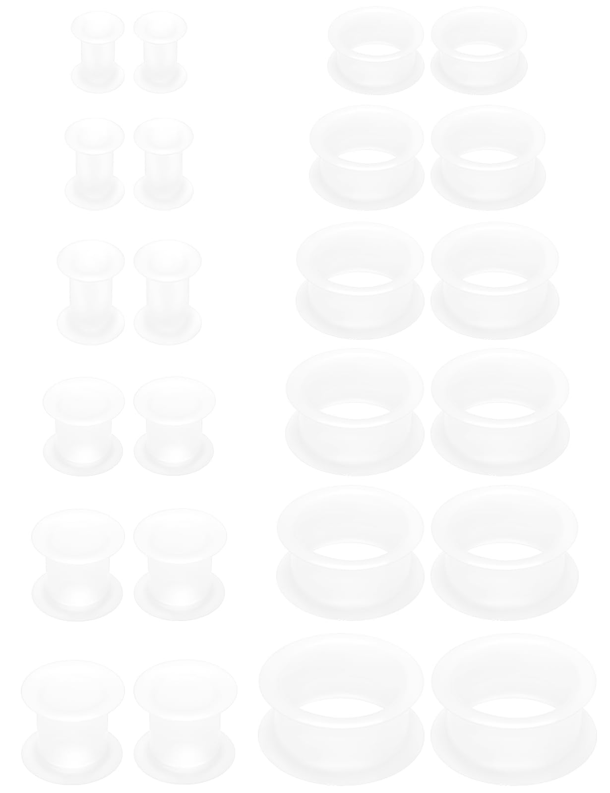 6G-25mm Thin & Thick Silicone Ear Gauges Stretching Kit Flexible Tunnels Plugs for Ear Expander Gauge Earlets Plug Set Gauges Kit - style: Thick White-Mix Size-6G-25mm