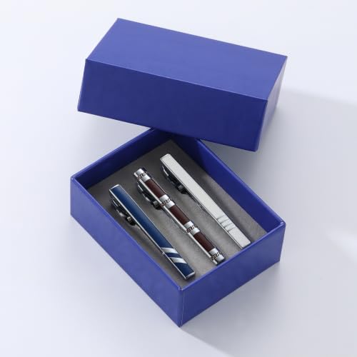 GWD Stainless Steel Tie Clips for Men Classic Tie Bar Clip Set | Ideal Gift for Father, Husband, Boyfriend, Business, Wedding, Tie clip With Gift Box - style: 3pcs-1