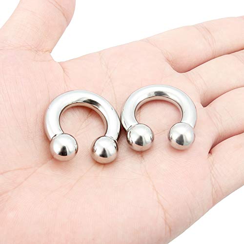 2Pcs PA Ring Horseshoe Circular Barbell 316L Surgical Steel Internally Threaded 00G 0G 2G 4G 6G 8G 10G Pierced Body Jewelry for Women 12mm 16mm 19mm - style: 1 pair-2G;Inner Dia:16mm