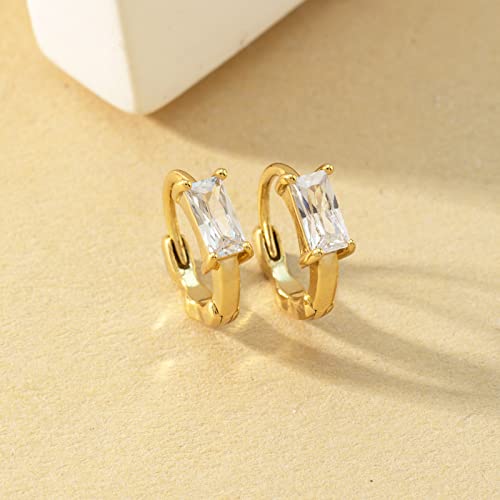 DAILY VIBES Dainty Butterfly Cross CZ Small Huggie Hoop Earrings for Women | Hypoallergenic, 14K Gold Plated Hoops, Tiny Cubic Zirconia, Cartilage Hoop Earrings for Women Trendy - color: White
