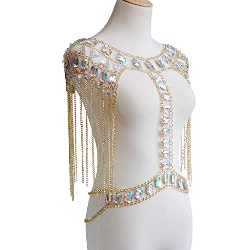 Women Sexy Jewelry Night Shop Costume Shoulder Body Chain - color: Gold -Shoulder body chain