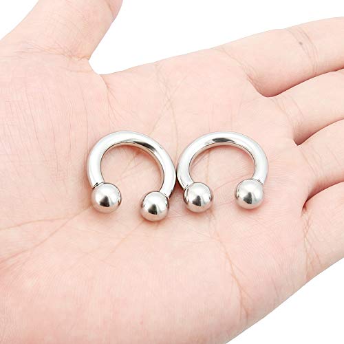 2Pcs PA Ring Horseshoe Circular Barbell 316L Surgical Steel Internally Threaded 00G 0G 2G 4G 6G 8G 10G Pierced Body Jewelry for Women 12mm 16mm 19mm - style: 1 pair-6G;Inner Dia:16mm