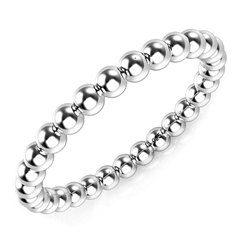 Metal Factory 925 Sterling Silver 2MM Eternity Bead Wedding Band Ring