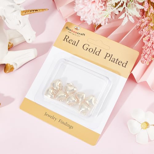 Beebeecraft 1 Box 10Pcs Puffed Heart Charm 18K Gold Plated Smooth Small Love Drops Charms for Jewelry Making Necklace Bracelet DIY Crafts - color: Gold, size: 15x18x7mm