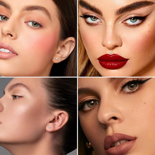 20G/18G Nose Studs Stainless Steel Nose Piercing Nose Ring Set I L S Shape Body Piercing Nose Hoop Ring for Women Men - color: D-12PC-Silver