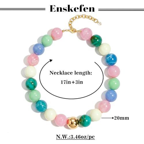 Chunky Beaded Necklaces for Women Statement Necklace | Bold Chunky Choker, Large Resin Beads, Adjustable Necklace, Boho Trendy Summer Beach Holiday Jewelry - color: Colorful-01