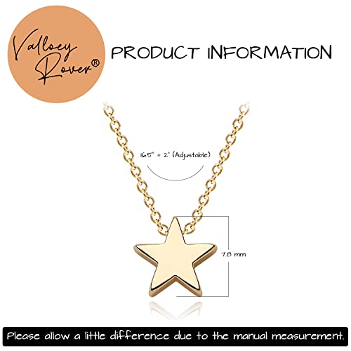 Valloey Rover Gold Necklaces for Women | Dainty 14K Gold/Sterling Silver Plated Cubic Zirconia Star Moon Pendant Necklaces Twist Rope Chain Simple Jewelry for Women - style: Gold-Star