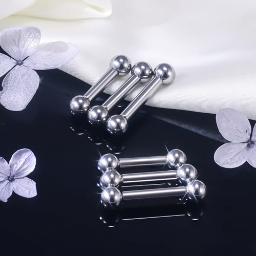 Ruifan Grade 23 Titanium Internally Threaded Nipple Piercing Jewelry Barbell Ring PA Tongue Rings Nipple Straight Body Piercing Jewelry for Women Men 16G 14G 12G 8G 6G 4G 2G - size: 8GA - 9/16" (14mm)
