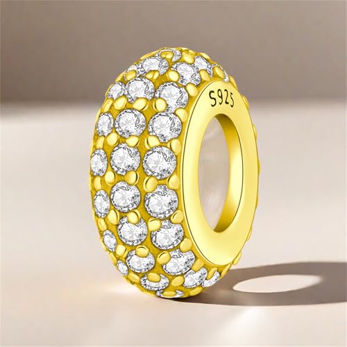 925 Sterling Silver Spacer Beads Charms for Bracelets & Necklaces Cute Charms Spacer Stopper Locating Buckle for Bracelets Retro Shaped Birthday Graduation Jewelry Gifts for Women Lover - color: Gold spacer bead