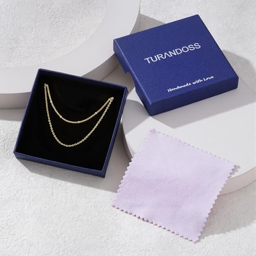 Turandoss Gold Layered Necklaces for Women Dainty 14K Gold Plated Chain Set | Stack Cuban Link Chain Necklace Personalized Lip Satellite Flat Curb Link Necklaces for Women Trendy Set - color: Link/Satellite Chain