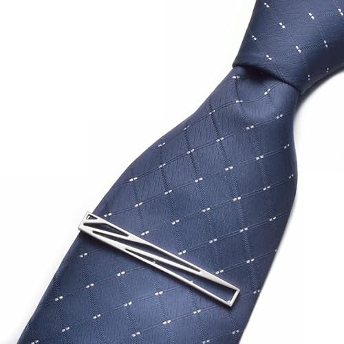 Yoursfs Irregular Hollow Out Tie Clips for Men | Small Square, Silver, Stainless Steel, Personalized Jewelry