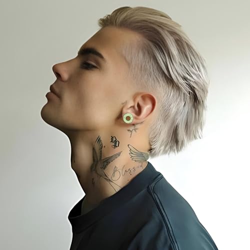 20Pcs Silicone Ear Gauges 2G-25mm Flexible Ear Tunnels Gauges Soft Expander Stretching Ear Plugs Tunnels Black Earring Piercings Jewelry for Men Women - color: Thick Green Spray with Red and Blue Dots Silicone