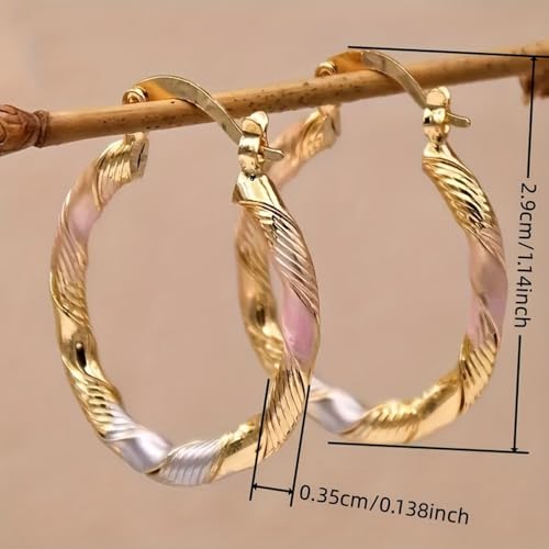 White Gold & Gold Plated Twisted Hoop Earrings for Women Daily Evening Parties Wear Lightweight Jewelry Earring Gift for Her