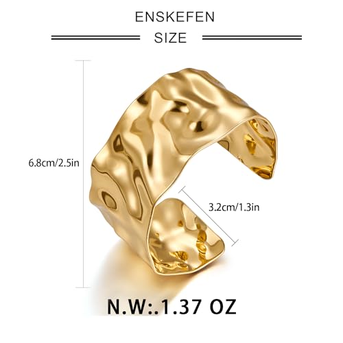 Gold Cuff Bracelet for Women Chunky Multi-layer Cross Wire Open Bracelet Hollow Wide Cuff Bracelets Adjustable Gold Open Cuff Bangle Bracelet - color: Hammered Wide Cuff Bracelet