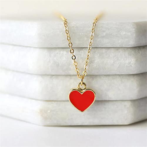 Sweet Enamel Forever Love Heart Shape Link Bracelet Paperclip Chain Stainless Steel Necklace for Mom Wife Lover Valentine's Day Preppy Jewelry - color: Red A Set