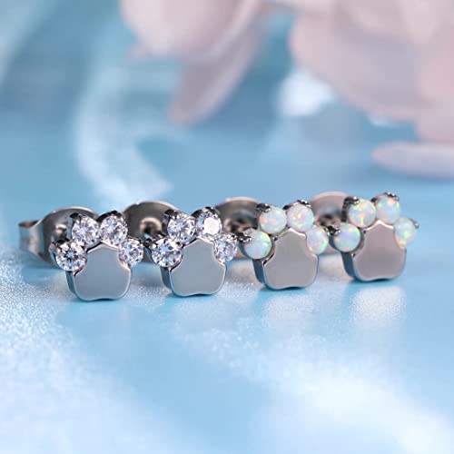 Limerencia G23 Pure Titanium Hypoallergenic Earrings | F136 Implant Grade Titanium Jewelry for Sensitive Ears - color: Cat Paws CZ