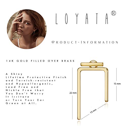 LOYATA Spike Earrings Gold Huggie Hoop Diamond Cubic Zirconia 14K Gold Plated Dainty Small Simple Hypoallergenic Geometric Jewelry Gift for Women - color: Thread