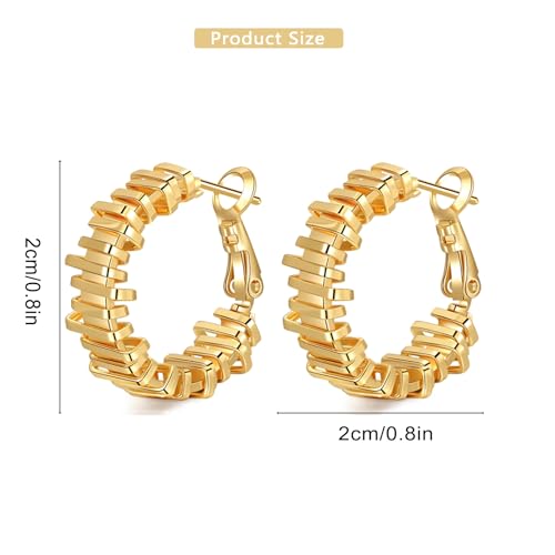 Women Hoop Earrings Lightweight 18K Gold Plated Chunky Hoops Earring Daily Jewelry - style: Hoops 8