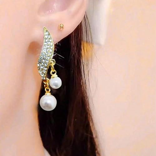 Elegant Faux Pearl Drop Earrings, Rhinestone Pearl Earrings for Women Daily Wear, Suitable For Any Occasions
