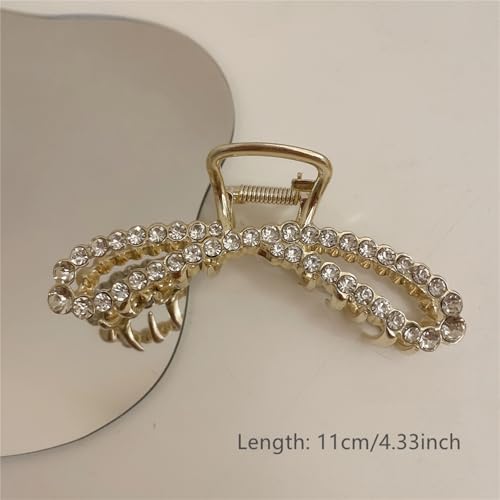 Metal Hair Clips Imitation Pearl Rhinestone Non Slip Hair Claw Clamps Barrettes Decorations for Thin Thick Hair, Crystal Bow Hairpin for Women Ladies(2 Pack)