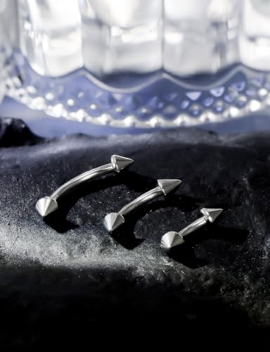 16G Eyebrow Ring Piercing Jewelry Surgical Steel Curved Barbell Vertical Labret Lip Ring Rook Daith Earrings Small Belly Button Ring Piercing Jewelry for Women Silver Black Gold 6MM 8MM 10MM - color: Silver, 6mm 8mm 10mm