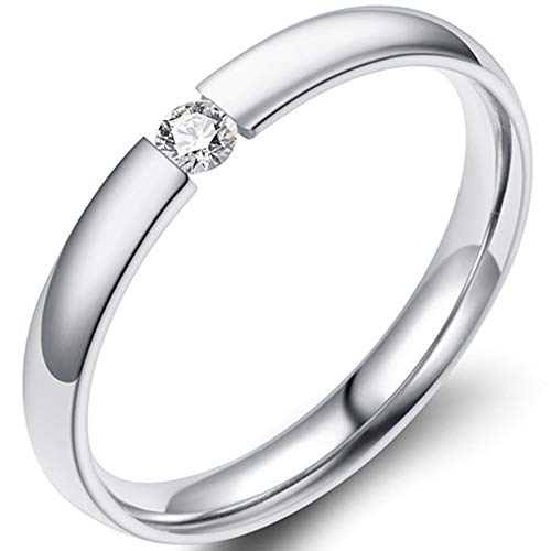 Jude Jewelers 2mm Classical Simple Plain Stainless Steel Stackable Cubic Zircon Wedding Band Ring - color: Silver