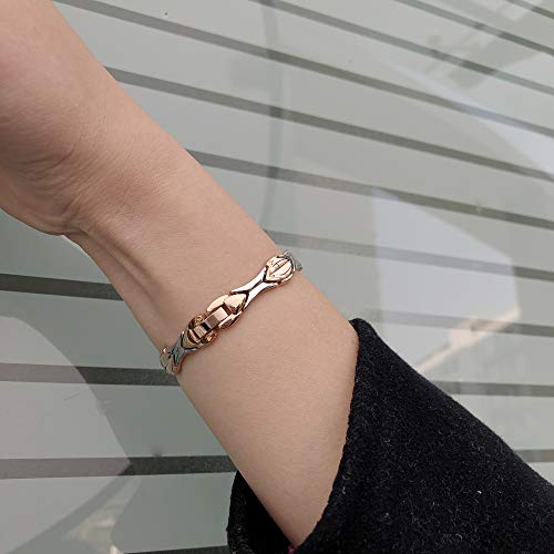 LinnaLove Fashion Shiny medical alert bracelet with Free Engraving Stainless steel Medical id bracelet for Women - color: Black